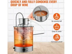 Destilador de Alcohol SucceBuy Destilador de Agua y Alcohol sin Gas de 34 L con Barril Thumper y Bomba de Agua