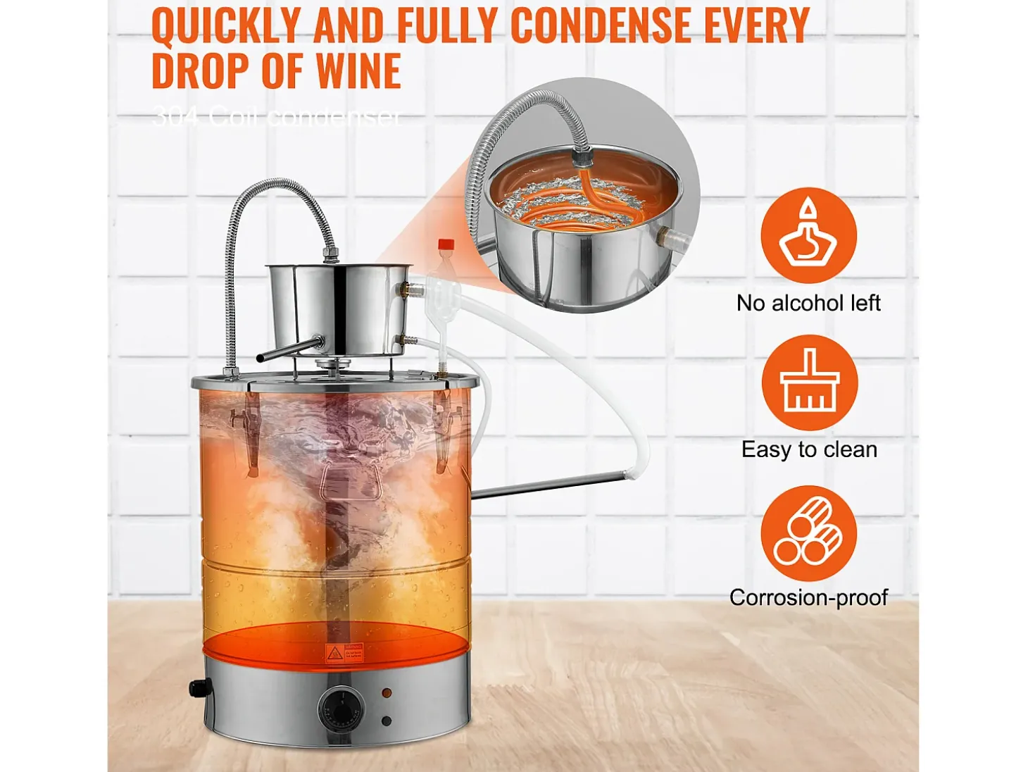 Destilador de Alcohol SucceBuy Destilador de Agua y Alcohol sin Gas de 34 L con Barril Thumper y Bomba de Agua