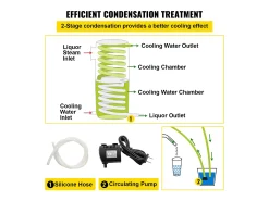 Destilador de Alcohol SucceBuy 50L Destilador de Agua y Alcohol Moonshine Still, Plata