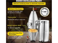 Destilador de Alcohol SucceBuy 50L Destilador de Agua y Alcohol Moonshine Still, Plata