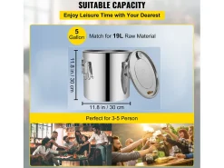 Destilador de Alcohol SucceBuy 17 L, Moonshine Still en Acero Inoxidable, Kit de Cervecería Casero para Whisky, Vino, Brandy