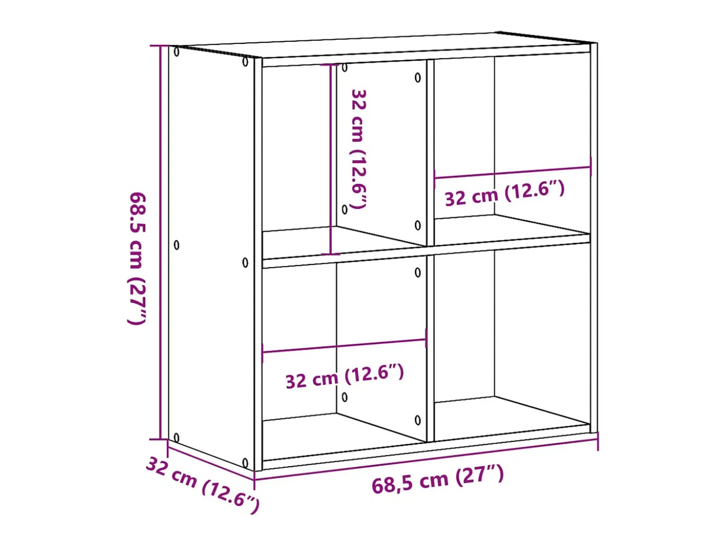 Digna Estantería de madera de ingeniería gris Sonoma 68,5x32x68,5 cm