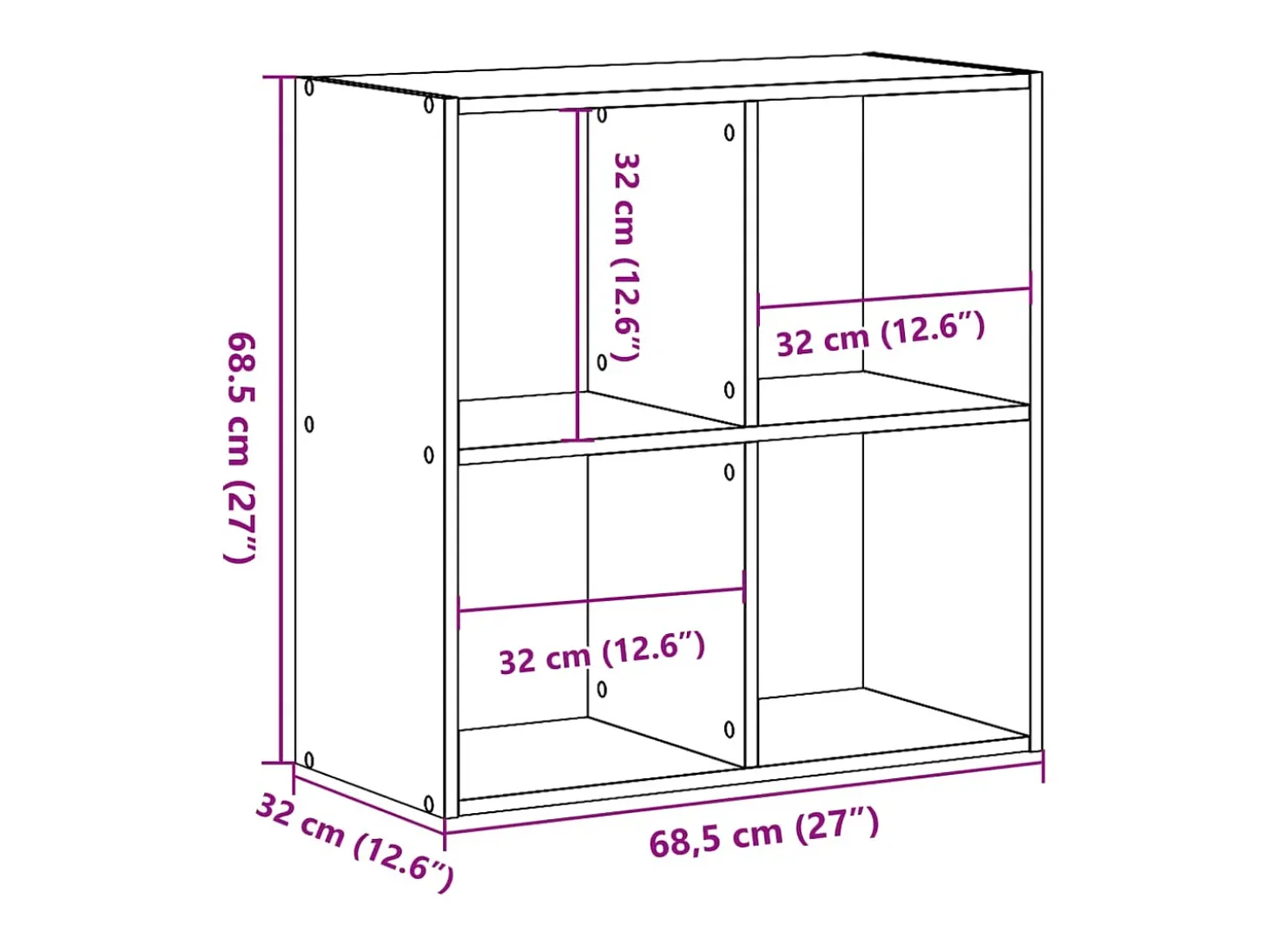 Digna Estantería de madera ingeniería roble artisian 68,5x32x68,5 cm