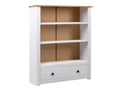 Dina Librería de madera maciza pino estilo Panamá blanco 80x35x110 cm
