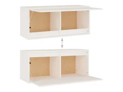 Dirkin Muebles para TV 4 piezas madera maciza de pino blanco