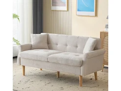 Diseño moderno, muebles tapizados, sofá doble, sofá tapizado con cojines gruesos, beige