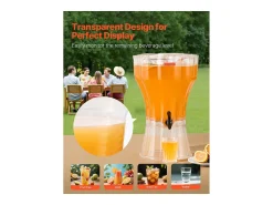 Dispensador de Bebidas SucceBuy, Gran Capacidad de 13 L, Fuente de Agua de Plástico, Dispensador de Agua, Zumo, Limonada y Té Helado, para Café
