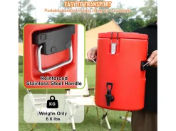 Dispensador de Bebidas, SucceBuy Dispensador de Bebidas con Aislamiento de Acero Inoxidable de 7,6 l, para Bebidas Frías y Calientes