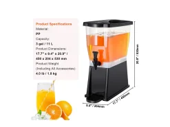 Dispensador de Bebidas SucceBuy Dispensador de Bebidas de Plástico para Fiestas de 11 L, Independiente