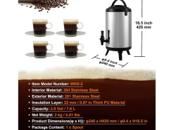 Dispensador de Bebidas, SucceBuy Dispensador de Bebidas de Acero Inoxidable con Aislamiento de 7,6 L