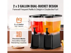 Dispensador de Bebidas SucceBuy Dispensador de Bebidas de Plástico para Fiestas de 11 L × 2 con Soporte