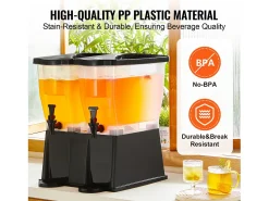 Dispensador de Bebidas SucceBuy Dispensador de Bebidas de Plástico para Fiestas de 11 L × 2 con Soporte