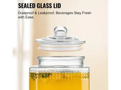 Dispensador de Bebidas SucceBuy Dispensador de Bebidas de Vidrio para Fiestas de 5,5 L con Soporte