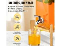 Dispensador de Bebidas SucceBuy Dispensador de Bebidas de Vidrio para Fiestas de 5,5 L con Soporte