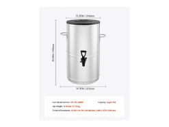 Dispensador de Bebidas SucceBuy de 15 L, Fuente de Agua Caliente y Fría No Eléctrica con Grifo y Asa, Contenedor de Acero Inoxidable