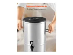 Dispensador de Bebidas SucceBuy de 15 L, Fuente de Agua Caliente y Fría No Eléctrica con Grifo y Asa, Contenedor de Acero Inoxidable