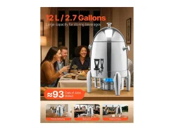 Dispensador de Bebidas SucceBuy, 12 L, Fuente de Agua Caliente y Fría de Acero Inoxidable, Dispensador de Té, para Café