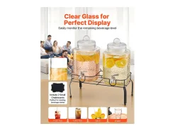 Dispensador de Bebidas SucceBuy, Gran Capacidad de 5,5 L, 2 Unidades, Fuente de Agua de Cristal, Dispensador de Agua, Zumo, Limonada, Té Helado, para Café