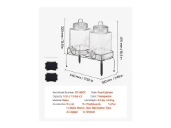 Dispensador de Bebidas SucceBuy, Gran Capacidad de 5,5 L, 2 Unidades, Fuente de Agua de Cristal, Dispensador de Agua, Zumo, Limonada, Té Helado, para Café