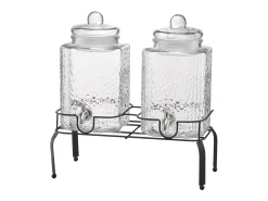Dispensador de Bebidas SucceBuy, Gran Capacidad de 5,5 L, 2 Unidades, Fuente de Agua de Cristal, Dispensador de Agua, Zumo, Limonada, Té Helado, para Café