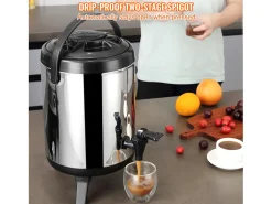 Dispensador SucceBuy de Bebidas Calientes y Frías Aislado 6L de Acero Inoxidable con Grifo, Calidad Alimentaria para Restaurantes