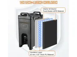 Dispensador SucceBuy de Bebidas Isotérmico de 19 L LDPE de Calidad Alimentaria, para Restaurante y Tienda