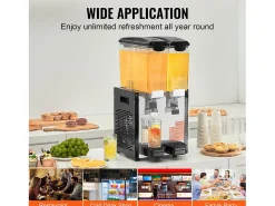 Distribuidor de Bebidas Comerciales SucceBuy 10 L x 2 Depósitos, Distribuidor de Bebidas Heladas y Jugos Fríos