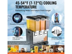Distribuidor de Bebidas Comerciales SucceBuy 10 L x 3 Depósitos Distribuidor de Bebidas Heladas y Jugos Fríos