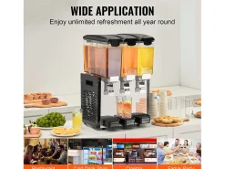 Distribuidor de Bebidas Comerciales SucceBuy 10 L x 3 Depósitos Distribuidor de Bebidas Heladas y Jugos Fríos