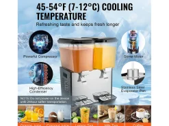 Distribuidor de Bebidas Comercial SucceBuy 18L x 2 Depósitos, 370W, Distribuidor de Bebidas Frías para Fiestas