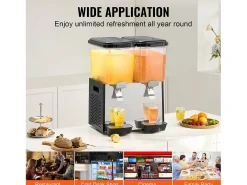 Distribuidor de Bebidas Comercial SucceBuy 18L x 2 Depósitos, 370W, Distribuidor de Bebidas Frías para Fiestas