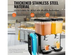 Distribuidor de Bebidas Comercial SucceBuy 18L x 2 Depósitos, 370W, Distribuidor de Bebidas Frías para Fiestas