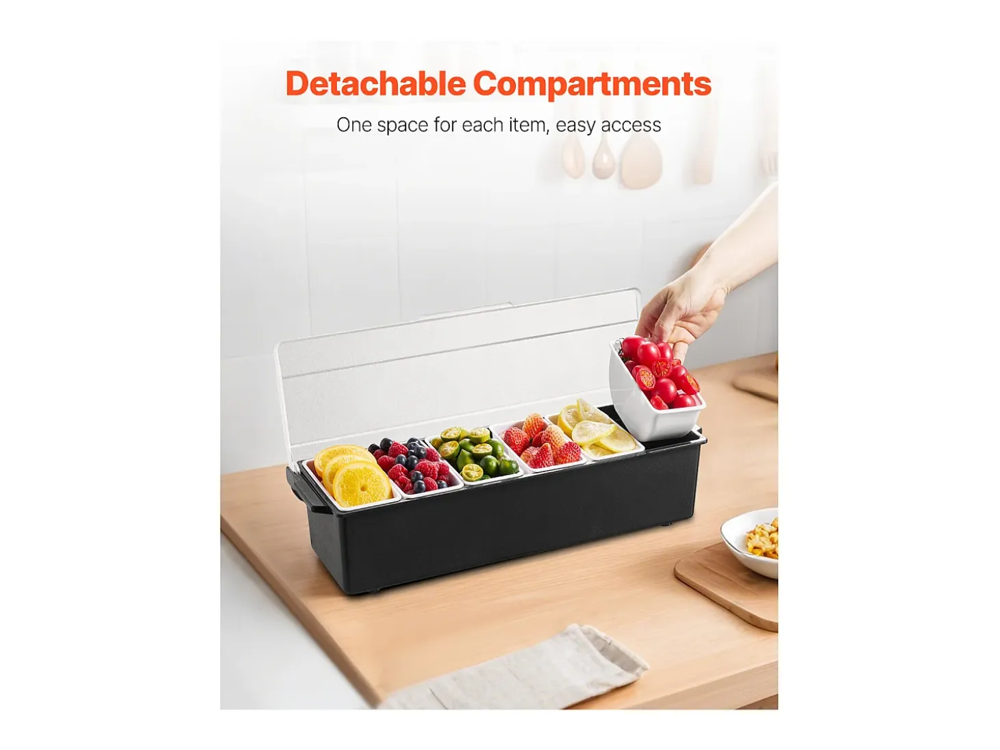 Distribuidor de Especias Refrigerado SucceBuy, con 6 Compartimentos y Tapa, 50,3x16,5x11,7 cm