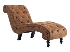 Diván de piel de ante artificial marrón PWFG89009