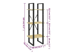 Drachten Estantería de 3 niveles madera maciza de pino 40x30x105 cm