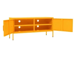 Drøbak Mueble para TV de acero amarillo mostaza 105x35x50 cm