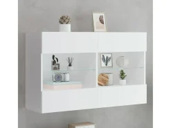 DuBois Mueble de TV de pared con luces LED blanco 98,5x30x60,5 cm