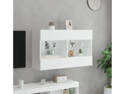 DuBois Mueble de TV de pared con luces LED blanco 98,5x30x60,5 cm