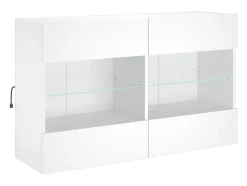 DuBois Mueble de TV de pared con luces LED blanco 98,5x30x60,5 cm
