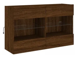 DuBois Mueble TV de pared con luces LED roble marrón 98,5x30x60,5 cm
