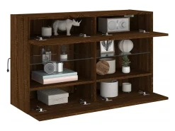DuBois Mueble TV de pared con luces LED roble marrón 98,5x30x60,5 cm