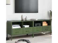 Dundrum Muebles para TV 2 unidades acero verde oliva 68x39x50,5 cm
