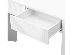 Elegante consola para recibidor - 120 x 33 x 76 cm - con 2 cajones + frontal curvado - MDF - blanco
