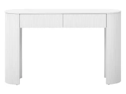 Elegante consola para recibidor - 120 x 33 x 76 cm - con 2 cajones + frontal curvado - MDF - blanco