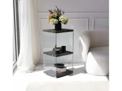 Elegante librería antracita, 40 x 80 x 35 cm | Estructura 100% madera maciza y 100% cristal templado | Desmontable para un fácil montaje, pe