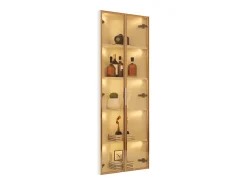 Elegante vitrina esquinera - 62 x 35 x 160 cm - con LEDs + puerta - de cristal templado - MDF - blanco