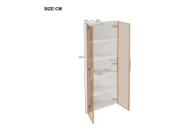 Elegante vitrina esquinera - 62 x 35 x 160 cm - con LEDs + puerta - de cristal templado - MDF - blanco