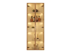 Elegante vitrina esquinera - 62 x 35 x 160 cm - con LEDs + puerta - de cristal templado - MDF - blanco