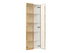 Elegante vitrina esquinera - 62 x 35 x 160 cm - con LEDs + puerta - de cristal templado - MDF - blanco