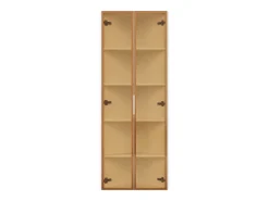 Elegante vitrina esquinera - 62 x 35 x 160 cm - con LEDs + puerta - de cristal templado - MDF - blanco